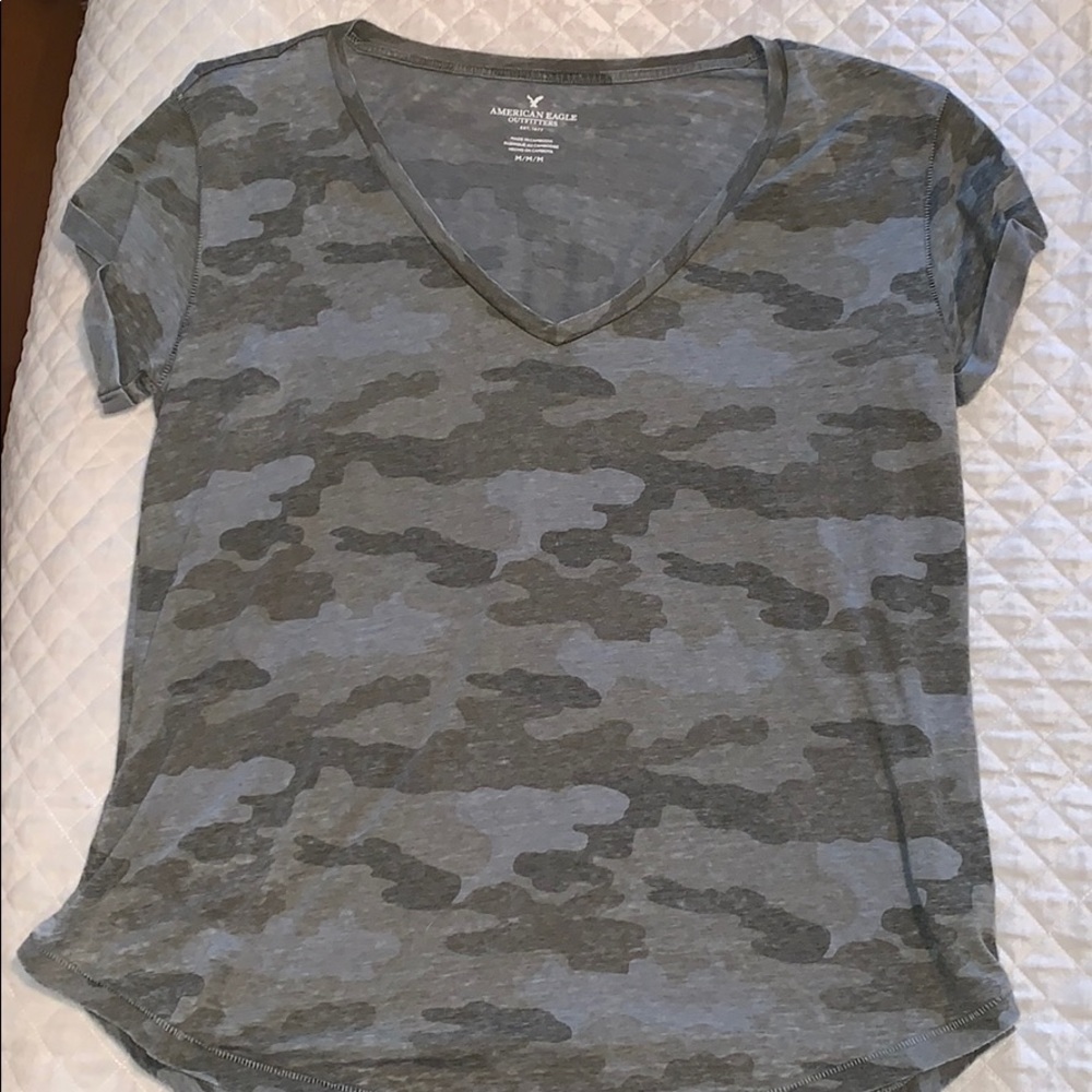 American Eagle Camouflage V-Neck Tee